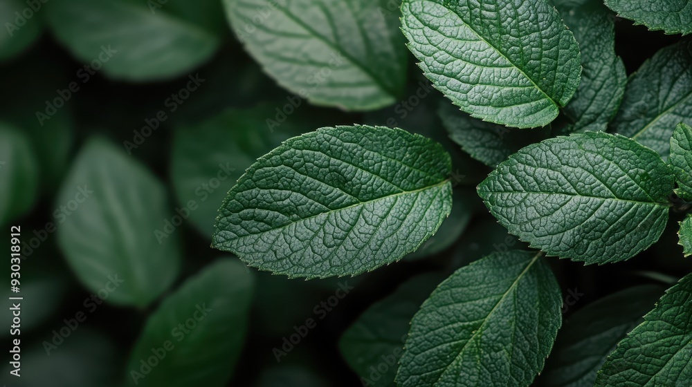 A detailed close-up photograph of vibrant green leaves, showcasing the intricate veined texture and lush appearance, creating a sense of freshness and natural beauty. A detailed close-up photograph of vibrant green leaves, showcasing the intricate veined texture and lush appearance, creating a sense of freshness and natural beauty.