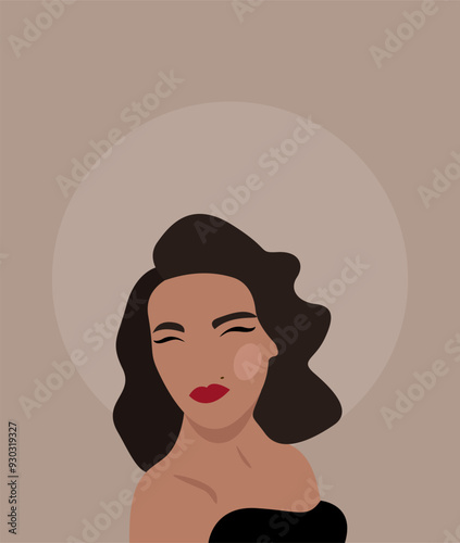 Illustration of a fashionista girl on a grey background.