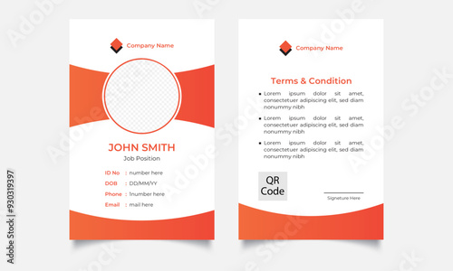 Modern ID card design template: Corporate identity card design for professional employee ID cards.