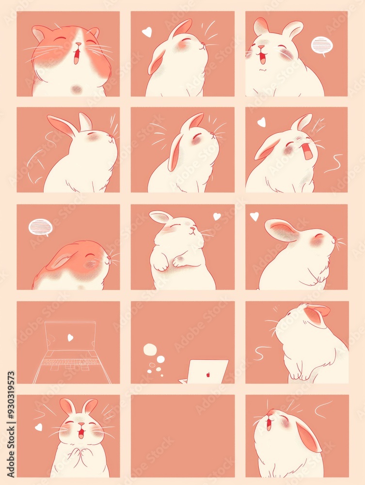 Cute Bunny Comic Illustration: Adorable Rabbit Expressions Cute Bunny Comic Illustration: Adorable Rabbit Expressions