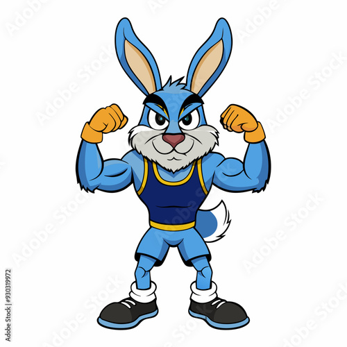 A ferocious rabbit athlete posing art vector illustration