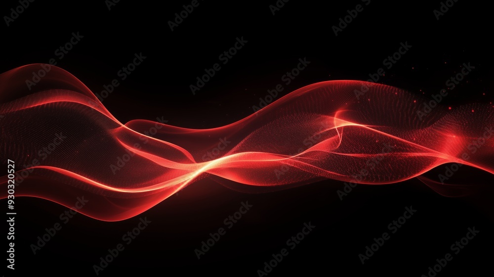 Red waves undulate gently against a dark backdrop, creating a captivating contrast