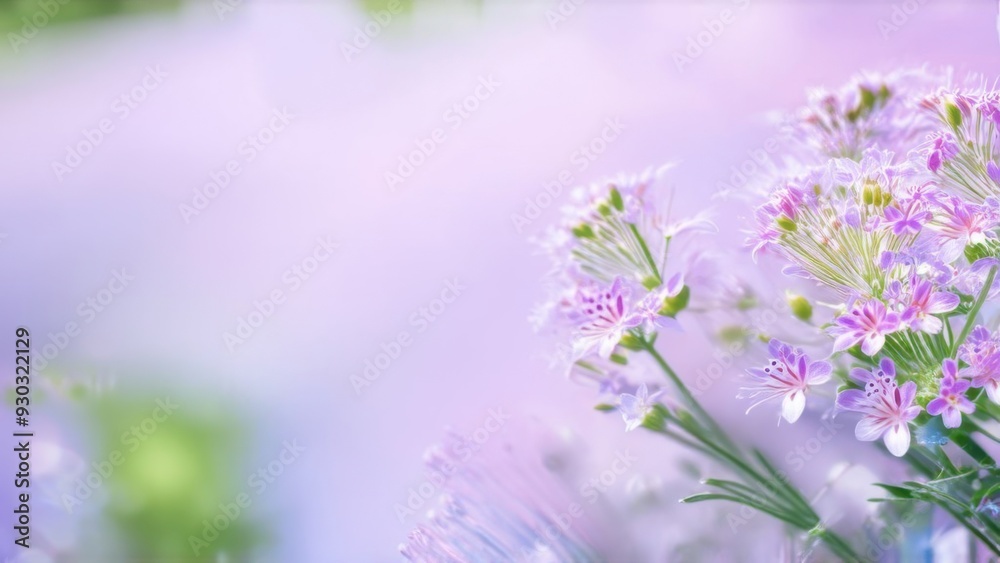 Fototapeta premium Dreamy pastel-colored floral background with delicate flowers and a blurred effect, creating a serene ambiance