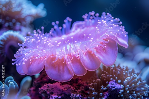 A vibrant close-up of a jellyfish showcasing its delicate tentacles and bioluminescent colors.