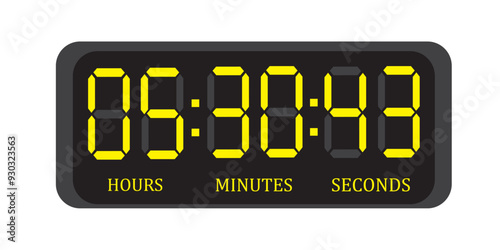 Electronic, digital clock numbers icon set.