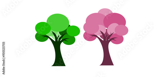 Various tree vectors. Forest and nature concept. Collection of...