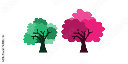 Various tree vectors. Forest and nature concept. Collection of...