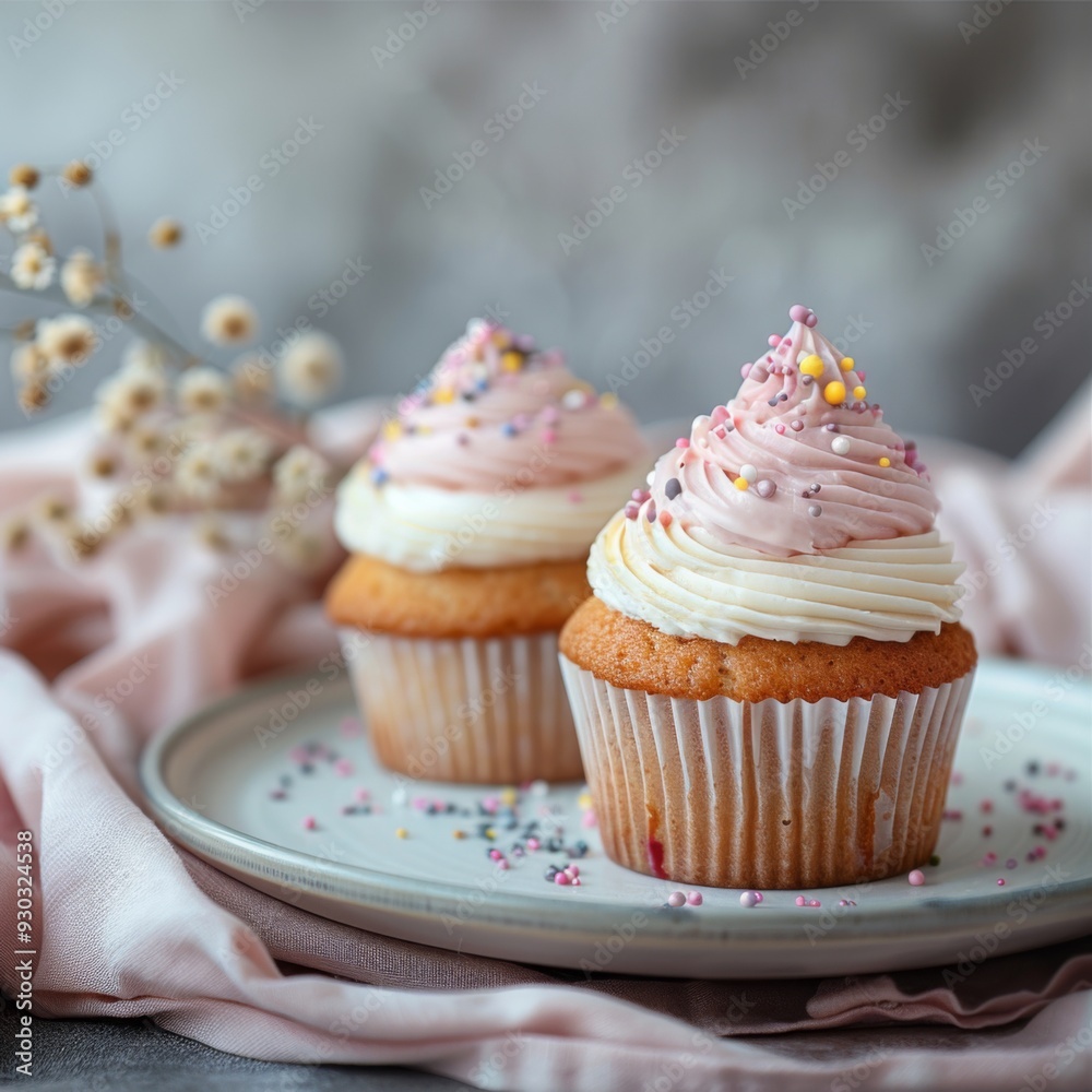 Delicious Close-up of Cupcakes Arranged on a Plate, Dining Room Aesthetics, Graphic Resources, Wallpapers, Brochure, banner, Advertising, background Delicious Close-up of Cupcakes Arranged on a Plate, Dining Room Aesthetics, Graphic Resources, Wallpapers, Brochure, banner, Advertising, background