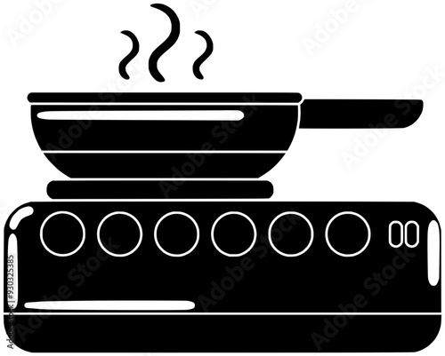 kitchen illustration cooking silhouette food logo stove icon home outline cook dinner house pan modern meal preparation hot dish shape cuisine interior chef for vector graphic background