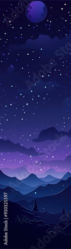 Starry night over mountains