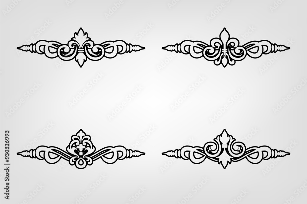 Obraz premium Classic Vintage Baroque Victorian Frames Separator Elements Classic Wedding Invitation