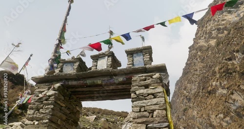 Nepal village prayer flags