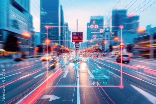 Dynamic Urban Traffic Scene with Advanced Technology Overlays