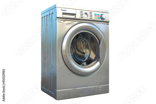 Automatic washing machine isolated on simple white background.