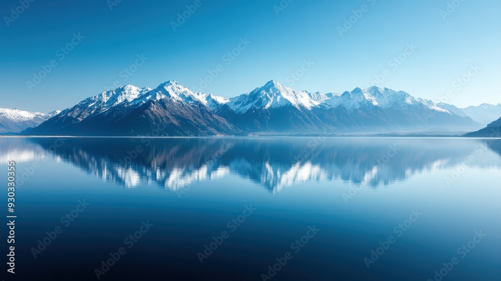 A beautiful scene of snow-covered mountains reflected in perfectly still water beneath a clear sky, capturing the tranquillity and majesty of untouched nature. A beautiful scene of snow-covered mountains reflected in perfectly still water beneath a clear sky, capturing the tranquillity and majesty of untouched nature.