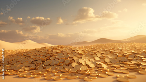 A dunes of micro gold coins of the same size