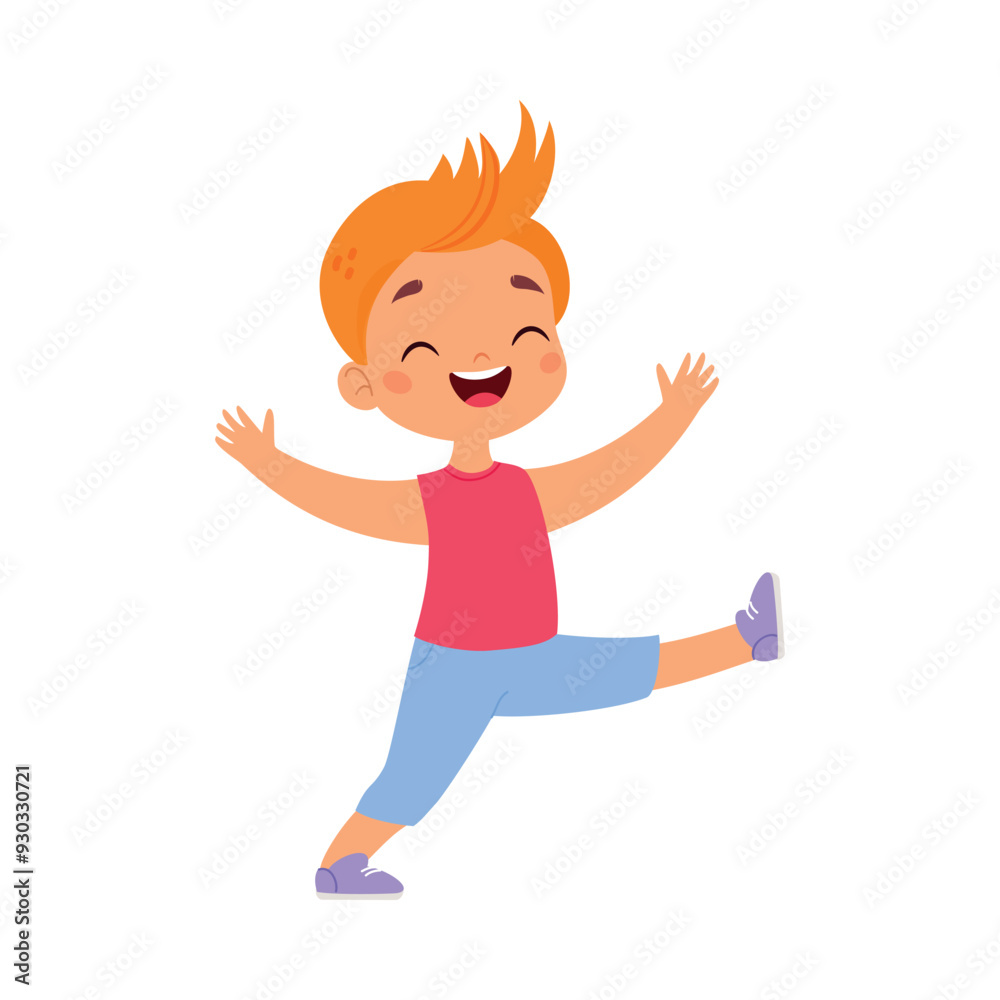 Funny Boy Kid Character Enjoy and Having Fun Vector Illustration Funny Boy Kid Character Enjoy and Having Fun Vector Illustration
