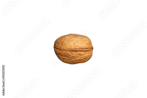 A single walnut is isolated on white background.