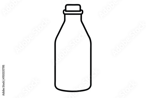 Farm Milk bottle line art vector illustration