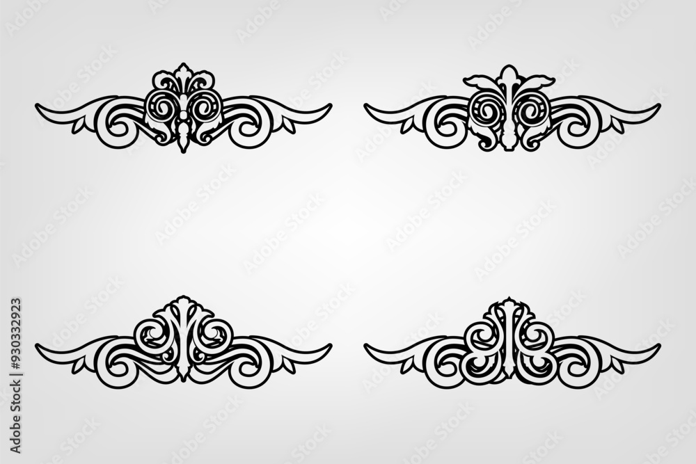 Naklejka premium Classic Vintage Baroque Victorian Frames Separator Elements Classic Wedding Invitation