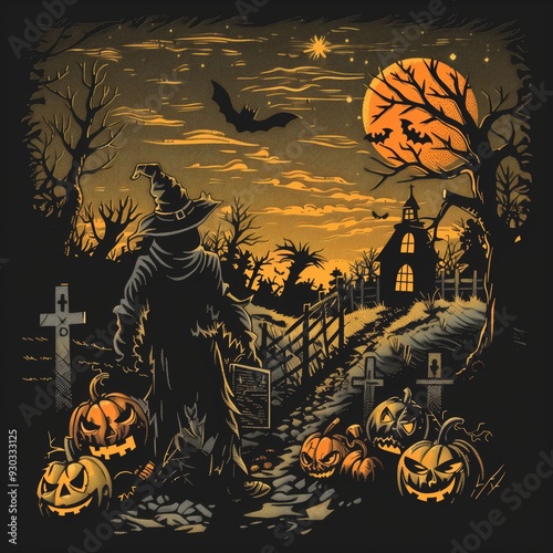 Halloween Night: Pumpkins and Haunted Graveyard
