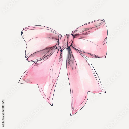 Elegant pink watercolor bow