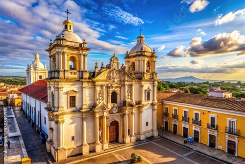 Historic Baroque Neoclassical architecture adorns the sun-kissed cityscape of Leon, Nicaragua, with the beautiful Calvary Church standing majestically in the heart of the town.