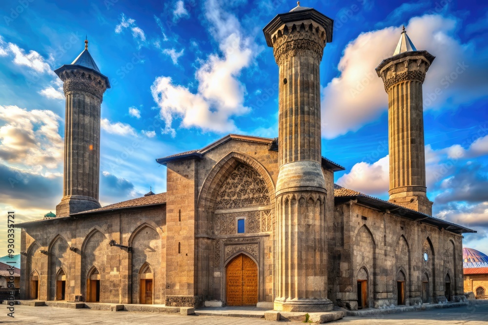 Historic Twin Minaret Medrese A 13th century Seljuk Architecture Historic Twin Minaret Medrese A 13th century Seljuk Architecture