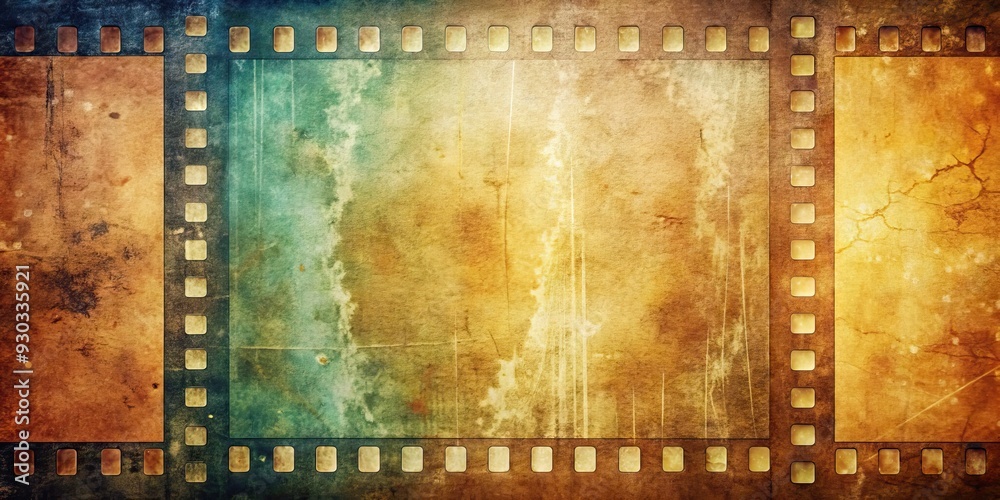 Obraz premium Retro aesthetic background featuring a distressed, scratched, and faded analog film texture with subtle grain and nostalgic imperfections, evoking a sense of vintage nostalgia.
