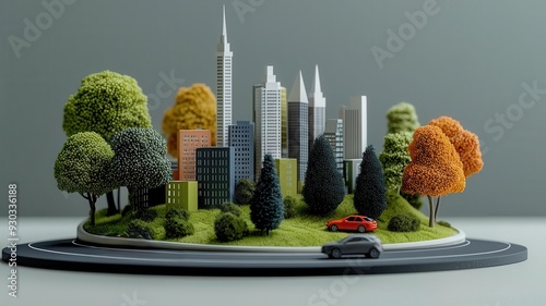 Real-time simulation of a city s urban planning, interactive architecture, 3D illustration photo