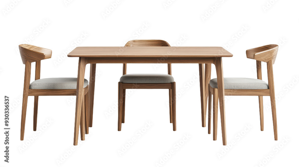 Fototapeta premium Luxury Dining Furniture Set with Chairs and Table isolated on transparent background, PNG file, Graphic resources 