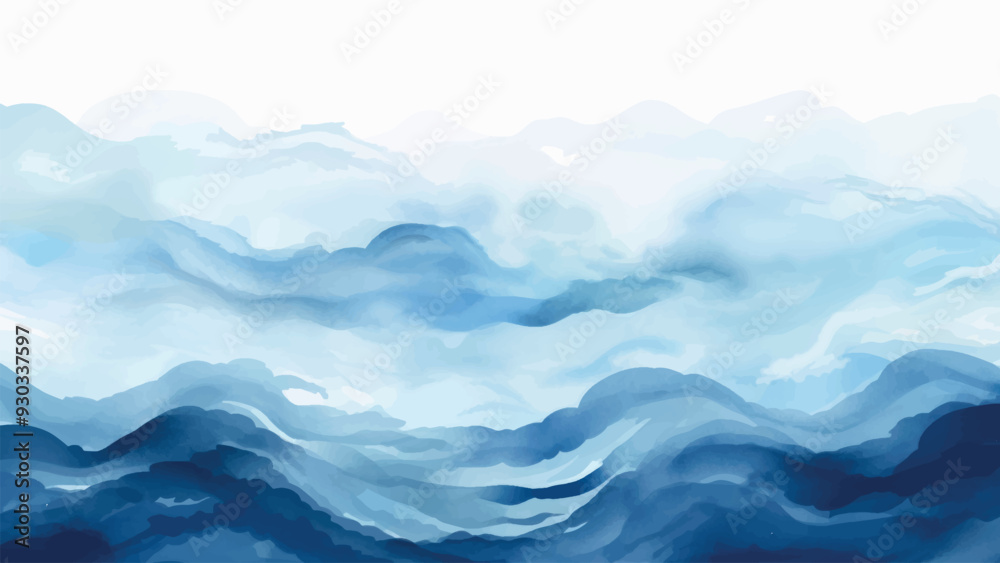 Abstract blue watercolor waves Abstract blue watercolor waves