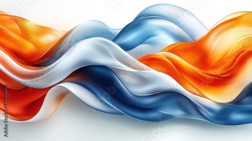 Wallpaper Mural Abstract colorful wave fabric flowing in orange, blue and white Torontodigital.ca