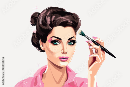 Stylish woman applying makeup