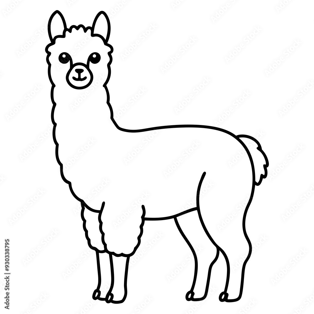 Alpaca line art vector illustration