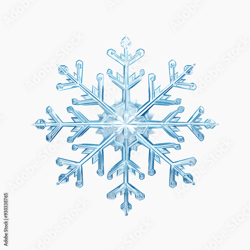 Intricate blue ice crystal snowflake
