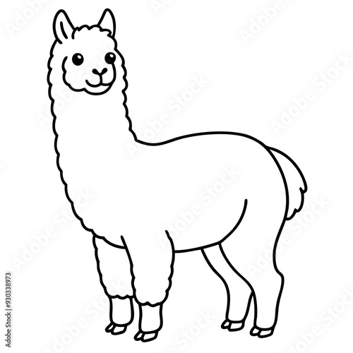 Alpaca line art vector illustration