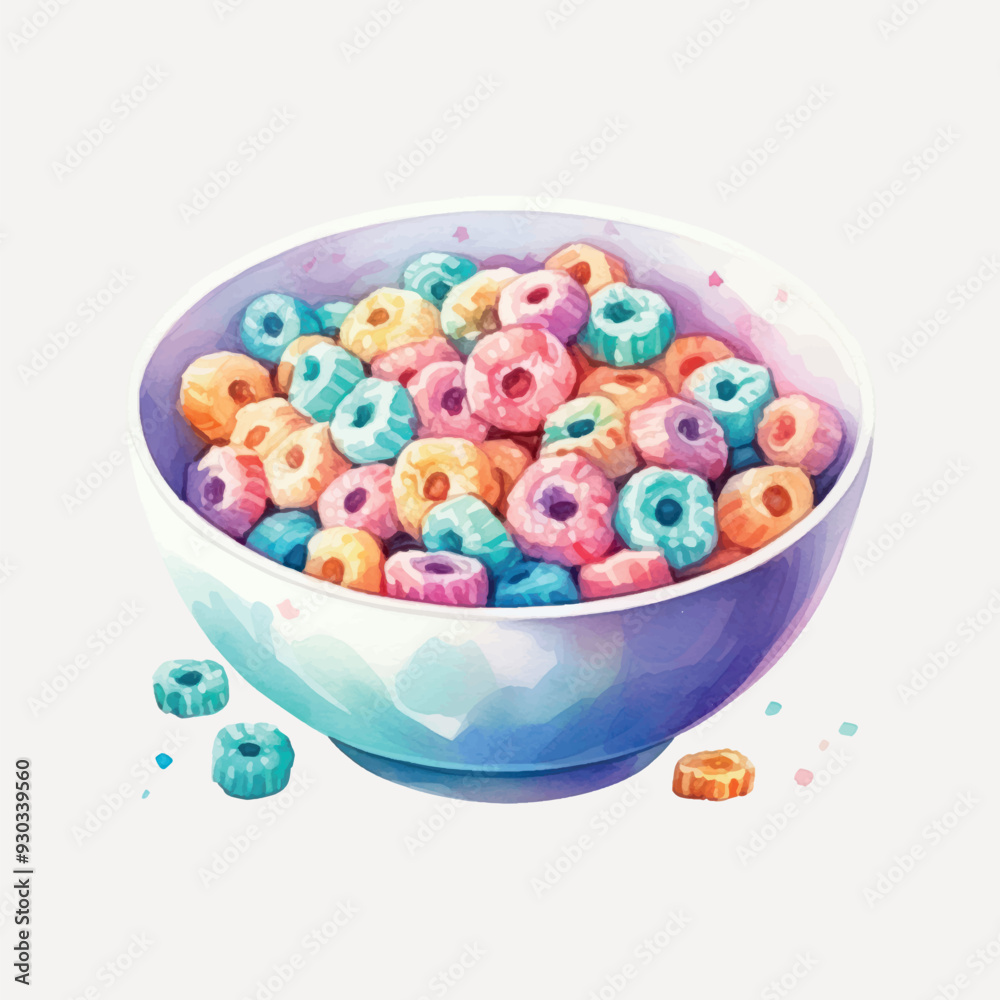 Colorful cereal in white bowl Colorful cereal in white bowl