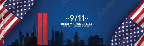 9/11 Remembrance Day on September 11 Patriot Day vector poster