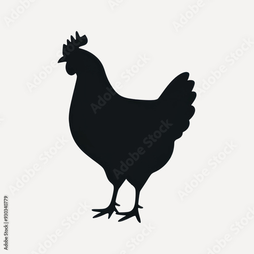 Silhouette chicken farm animal design