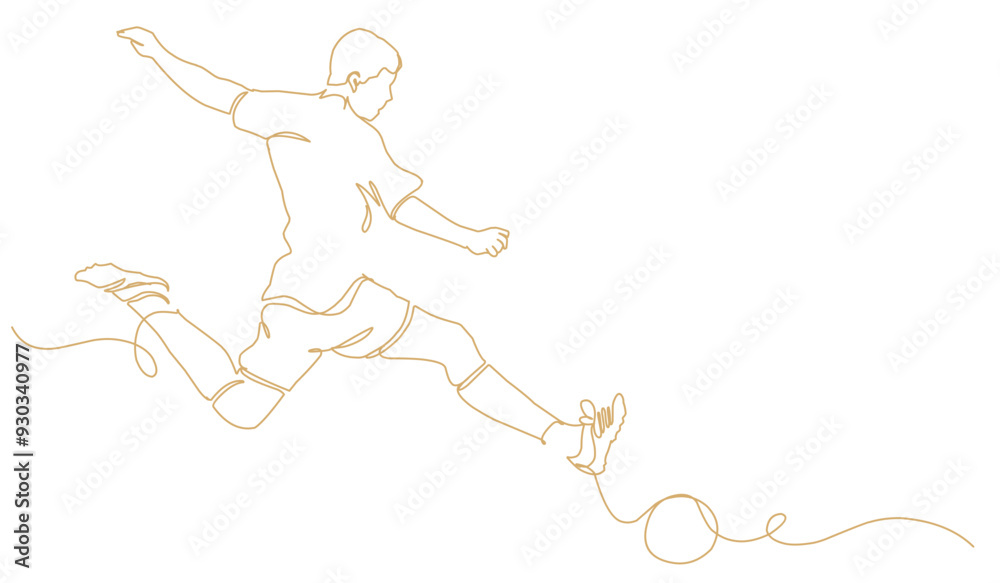 continuous line drawing of soccer player shooting vector illustration. Single one line art of young man playing soccer ball template. continuous line drawing of soccer player shooting vector illustration. Single one line art of young man playing soccer ball template.