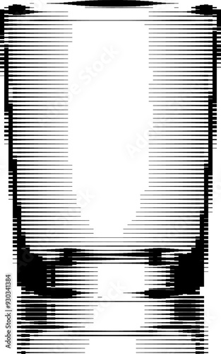 Black and white distorted digital image of a glass.