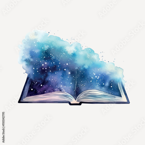 Open book releasing magical cosmos
