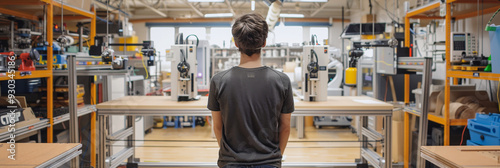A school makerspace with 3D printers, robotics kits, and a collaboration table.