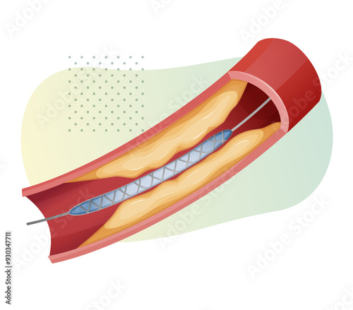 Heart Stent Procedure - Stock Illustration