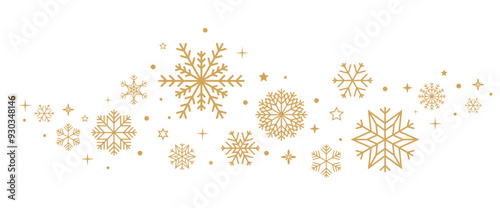 Wallpaper Mural Gold snowflakes and stars border frame isolated on transparent background. Vector Christmas banner. New year card decoration.  Torontodigital.ca