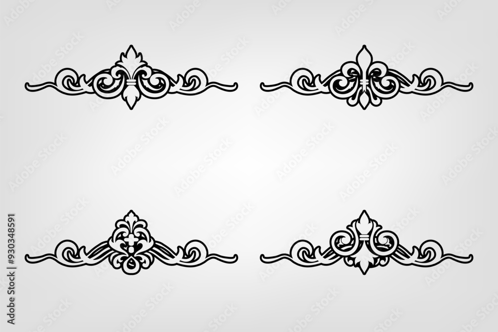 Fototapeta premium Classic Vintage Baroque Victorian Frames Separator Elements Classic Wedding Invitation