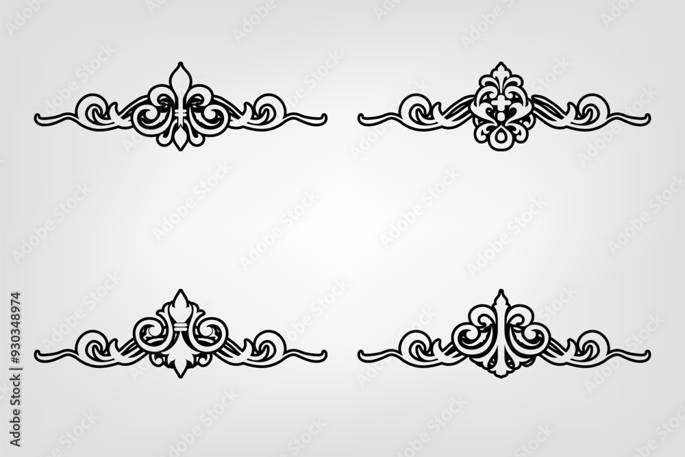 Fototapeta premium Classic Vintage Baroque Victorian Frames Separator Elements Classic Wedding Invitation