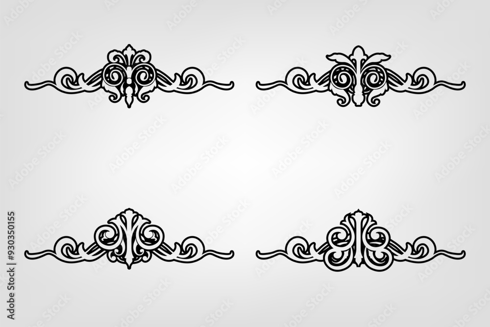 Fototapeta premium Classic Vintage Baroque Victorian Frames Separator Elements Classic Wedding Invitation