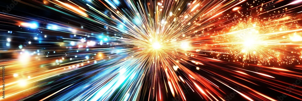 Fototapeta premium Colorful New Year's fireworks displayed with long exposure